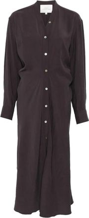 STUDIO NICHOLSON Fiore midi shirt dress - women - Modal/Polyester - 6 - Brown