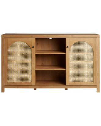 Walker Edison Transitional 58In 2-Door Sideboard With Rattan Panels