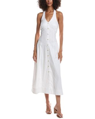 Bernardo Linen-Blend Halter Midi Dress