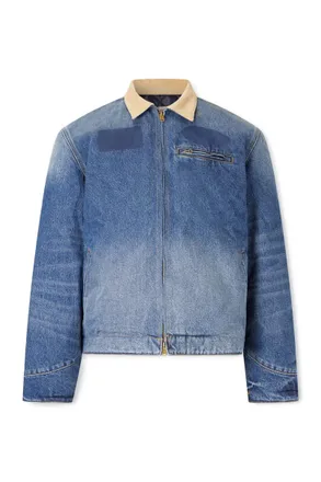 Cherry Los Angeles Sun Faded Corduroy-Trimmed Denim Jacket