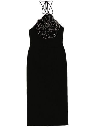 Rebecca Vallance Eliana Halter Midi dress - women - Polyester/Elastane/Polyester/Elastane - 12 - Black