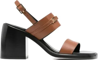 Sergio Rossi Schoenen, Dames, Bruin, 40 EU, Leer, Logo-plaque Slingback Sandaal
