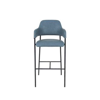 Pondecor Interiorismo Set 2 taburetes azul marino con orejas. Patas metal negro