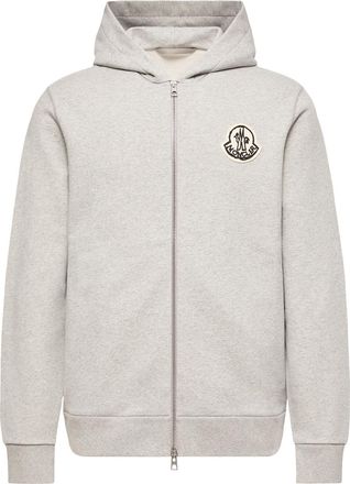 Moncler Moncler Sketched Logo Zip-up Cotton Hoodie, Men, Grey, Size: 3xl