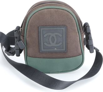 Chanel Brown Leather Canvas Shoulder Bag (Pre-Owned)