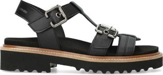 Mephisto Valny Flat Sandalen - Dames - Sandalen - Zwart - 36 EU - Leer - Schoenen