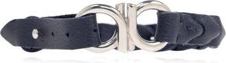Ferragamo Gevlochten Gancini Armband - Heren - Armbanden - Blauw - ONE Size - Leer - Accessoires