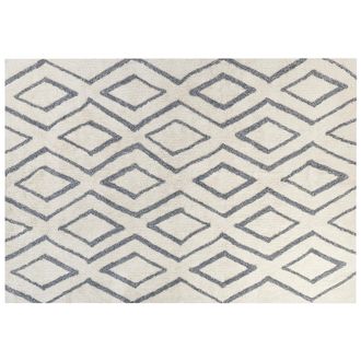 Beliani Beliani - Alfombra De Algod&oacute;n Blanco Crema Azul Claro 160 X 230 Cm A Mano Geom&eacute;trico Menderes