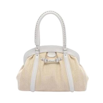 Dior Pre-owned Handbags, female, Beige, Size: ONE SIZE Pre-owned My Dior Frame Leather Raffia Handbag