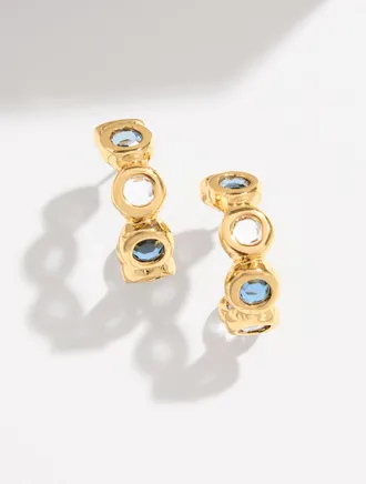 Talbots Bauhaus Hoop Earrings - Navy Blue Dusk/Gold - 001 Talbots
