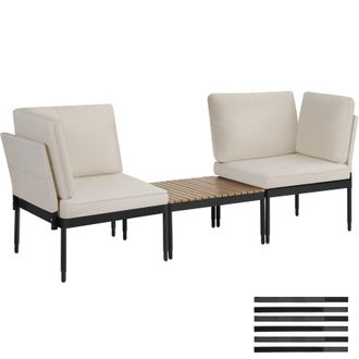 TecTake Magaluf Garden Lounge Set, 5-in-1 Function, Aluminum Frame in Black | Size: 2 Seater