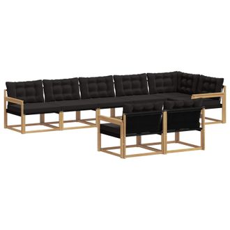 vidaXL Conjunto De Sof&aacute;s De Exterior Con Coj&iacute;n 8 Pcs Blanco Y Negro Vidaxl