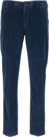 BRIGLIA 1949 Blue Cotton Corduroy Slim Straight-Leg Pants