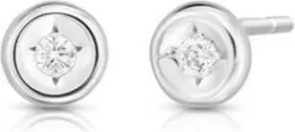 Roberto Coin Roberto Coin 18K White Gold Earrings With 2 Round Diamonds
