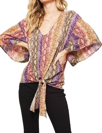 Promesa Snake Skin Kimono Blouse In Purple/dusty Rose