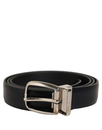 Dolce & Gabbana Calf Leather with Silver-Tone Buckle Belt - Blue