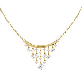 Diamond2Deal 18k Vermeil Plated Silver 2.6 Ct Round Oval Cut Lab Grown Diamond Pendant Necklace 18