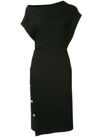 Proenza Schouler off-shoulder midi dress - women - Polyamide/Polyester/Wool - 0 - Black