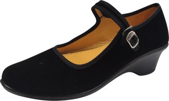 Generic Mary Jane Shoes for Women Ballet Wedges Womens Casual Chunky Heels Pointed Toe Vintage Ballerina Mary Janes Adjustable Buckle Strap Yoga Exercise Danc