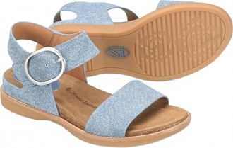 S&ouml;fft Womens Bali Flat Sandals In Blue Suede