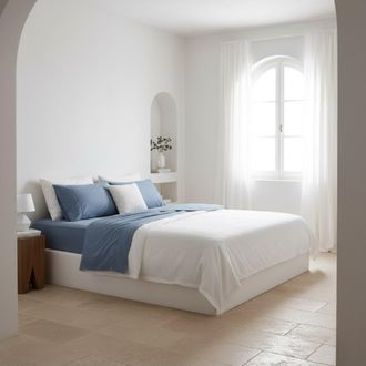 Colch&oacute;n Morfeo Juego de s&aacute;banas percal algod&oacute;n org&aacute;nico azul marino, cama 160