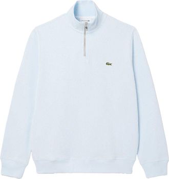 Lacoste Heren Interlock Sweatshirt met Kwart Ritssluiting (Lichtblauw)