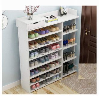 Trade Shop Trade Shop - Estante De Madera De La Caja De Zapatos De 8 Capas Con Caj&oacute;n De Gabinete Multifunci&oacute;n De 100 Cm