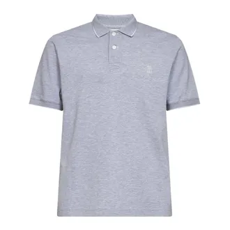 Brunello Cucinelli Brunello Cucinelli, Polo Shirts, male, Gray, Size: 3XL Embroidered Polo Shirt