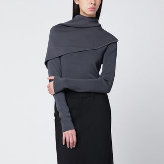Entire studios Grey Turtleneck Sweater With Cape Detail