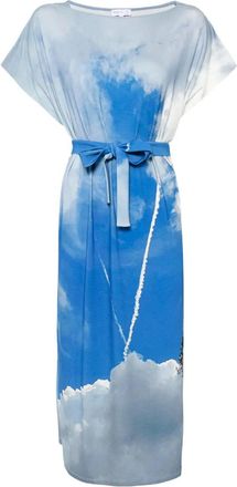 agnès b. graphic-print dress - women - Viscose/Elastane - 3 - Blue