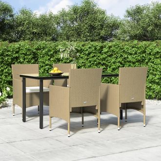 vidaXL Juego De Comedor De Jard&iacute;n 5 Piezas Con Cojines Beige Y Negro Vidaxl