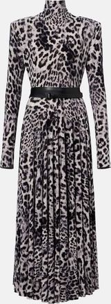 Norma Kamali Abito midi con stampa leopardata