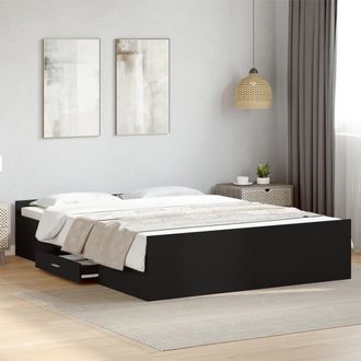 vidaXL Giroletto Con Cassetti Nero 150x200 Cm In Legno Multistrato - Vidaxl