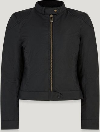 Belstaff Bamburgh Motorcycle Jacket Womens Waxed Cotton Black Size 2XL