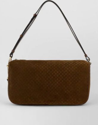 Gucci suede half horsebit crossbody shoulder bag