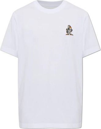 Moncler T-shirt met patch - Heren - T-shirts - Wit - 2XL - Katoen - Tops
