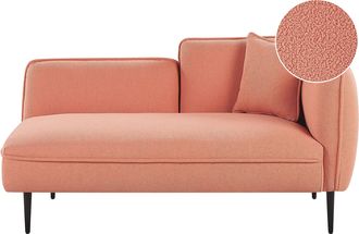 Beliani Beliani - Chaise Longue De Poli&eacute;ster Rosa Melocot&oacute;n Negro Derecho Boucl&eacute; Patas Metal Coj&iacute;n Chevannes