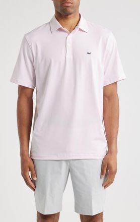 Vineyard Vines St. Jean Stripe Sankaty Performance Polo in White/Hibiscus at Nordstrom, Size Xx-Large