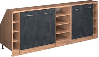 Vicco Armario De Cocina Para Techo Inclinado R-line, Hormig&oacute;n Negro, 210 Cm Lote De 5 Carcasas De Armario 60 Cm De Profundidad, Vicco