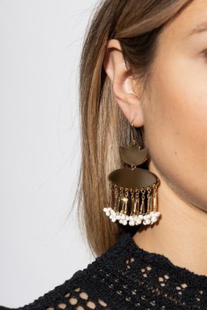Isabel Marant Earrings With Decorative Stones, Womens, Gold