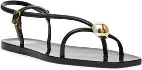 Dolce Vita Jossie Flat Sandal in Black Shiny at Nordstrom Rack, Size 10