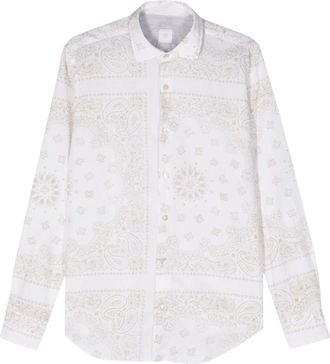 Eleventy Paisley-print button-up shirt - men - Linen/Flax/Cotton - 40 - Neutrals