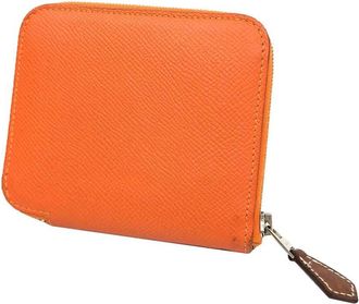 Herm&egrave;s Orange Leather Wallet (Bi-Fold) (Pre-Owned)