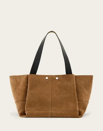 AllSaints Rosalie borsa tote in pelle scamosciata marrone