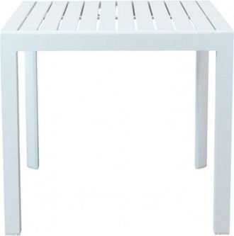 No Brand Tavolo quadrato 80x80 cm in alluminio con piano a doghe e piedi regolabili Alley - Bianco