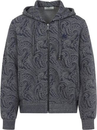 Etro Felpa con stampa paisley e cappuccio - Blu