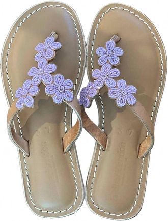 Laidbacklondon Womens Robyn Flip Flops In Lilac