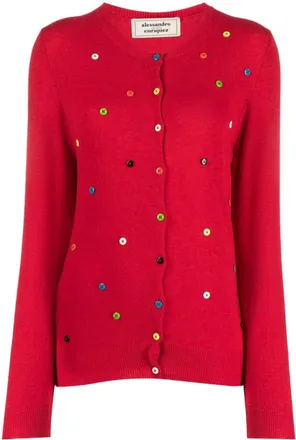 Alessandro Enriquez button-embellished wool-blend cardigan - women - Wool/Acrylic - S - Red