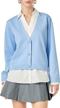 English Factory Mixed Media Button-Up Shirt in Powder Blue at Nordstrom, Size Small