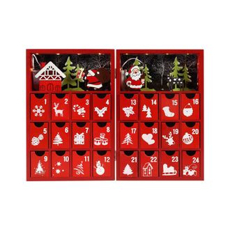 Mobili Rebecca Mobili Rebecca - Rebecca Mobili Calendario De Adviento Rellenable Con Cajones Y Luces Madera Roja Ideas De Regalos